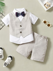 Boys Gentleman Outfit Shirt & Shorts Set Kids Clothes