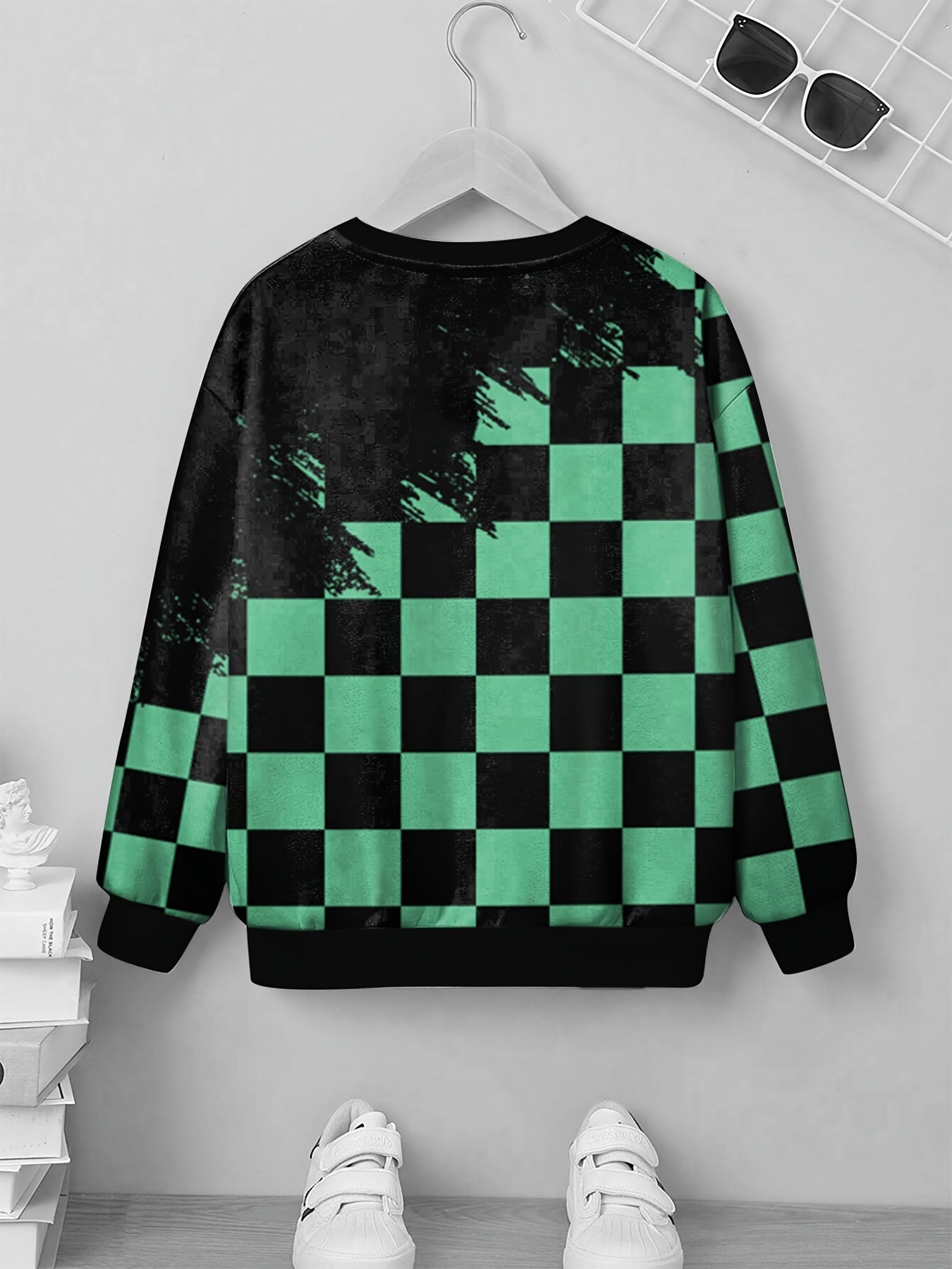 Plaid 3D Print Kids Sweatshirt Casual Street Wear Clothes