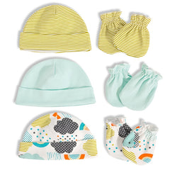 Baby Cartoon Beanie Cap & Mittens Set for Autumn and Spring