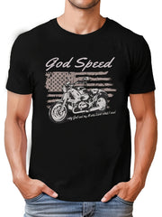 Motorcycle Pattern Cotton Tee Shirt Men's Casual Street Style