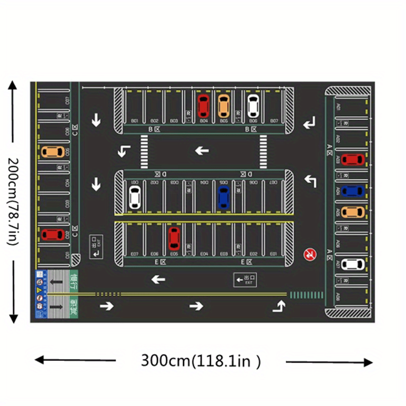Teaching & Puzzle Carpet - Urban Traffic Parking Lot Crawl