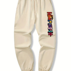 Letters & Basketball Drawstring Sweatpants Loose Fit Pants
