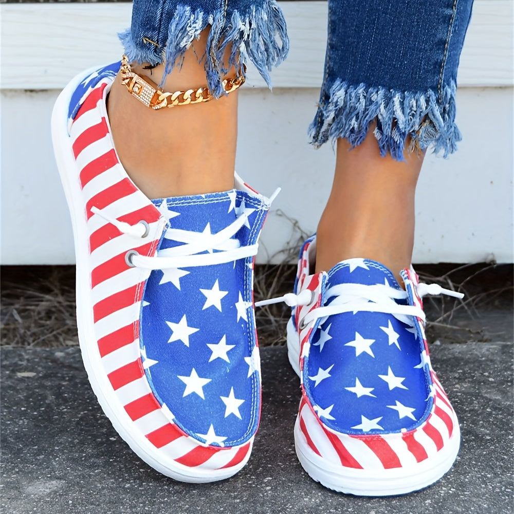 Women's Patriotic Canvas Shoes Independence Low Top Casual Sneakers