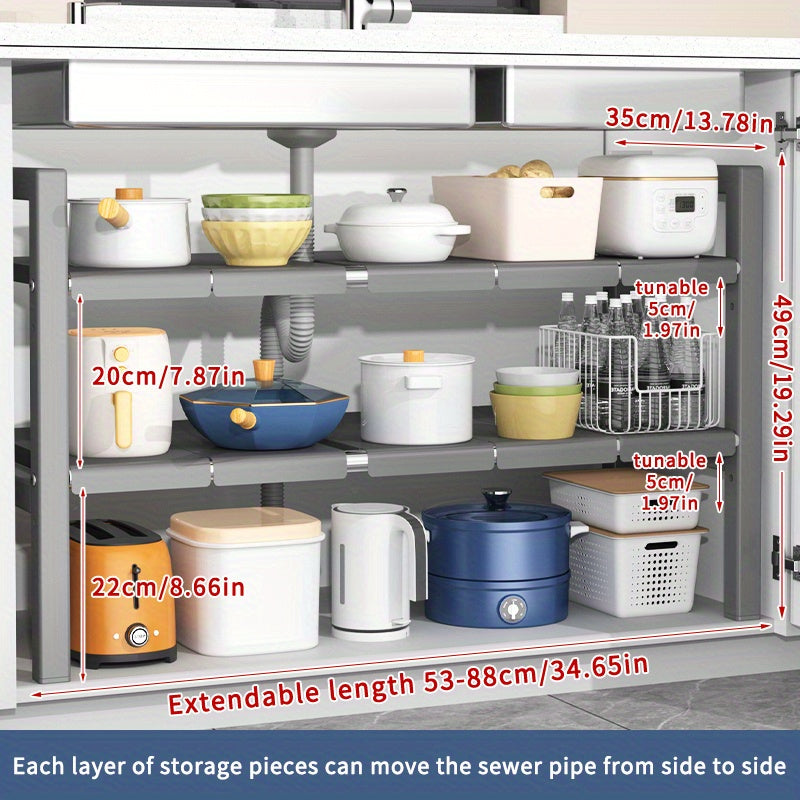 Multifunctional Retractable Storage Rack for Kitchen and Bathroom