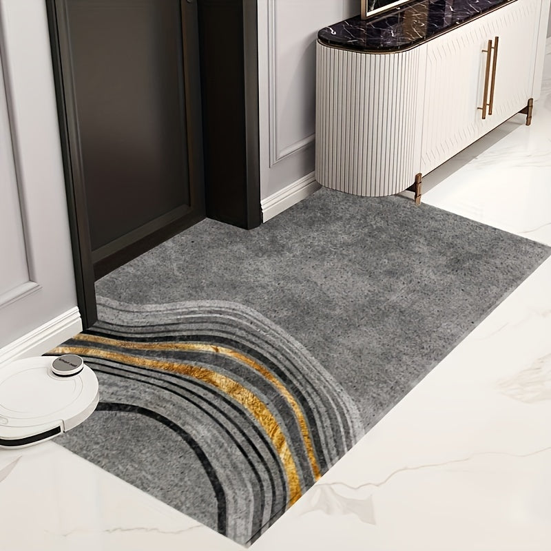 Light Grey Geometric Pattern Indoor Mat Crystal Velvet Area Rug