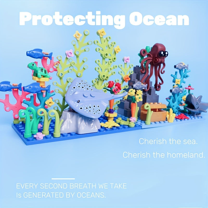 Vivid Underwater Building Blocks Set - Coral Reefs & Treasure