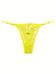 Floral Lace Thongs Bell Decor Panties