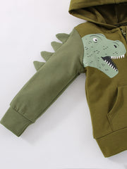 Dinosaur Print Long Sleeve Hoodie for Kids