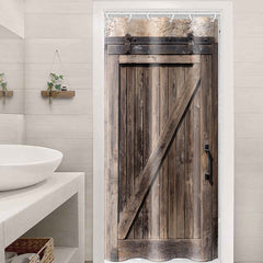 Rustic Western Shower Curtain Dark Brown Barn Door