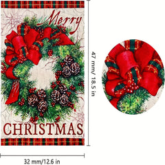 Merry Christmas Garden Wreath Burlap Lace Decoration Outdoor Flag