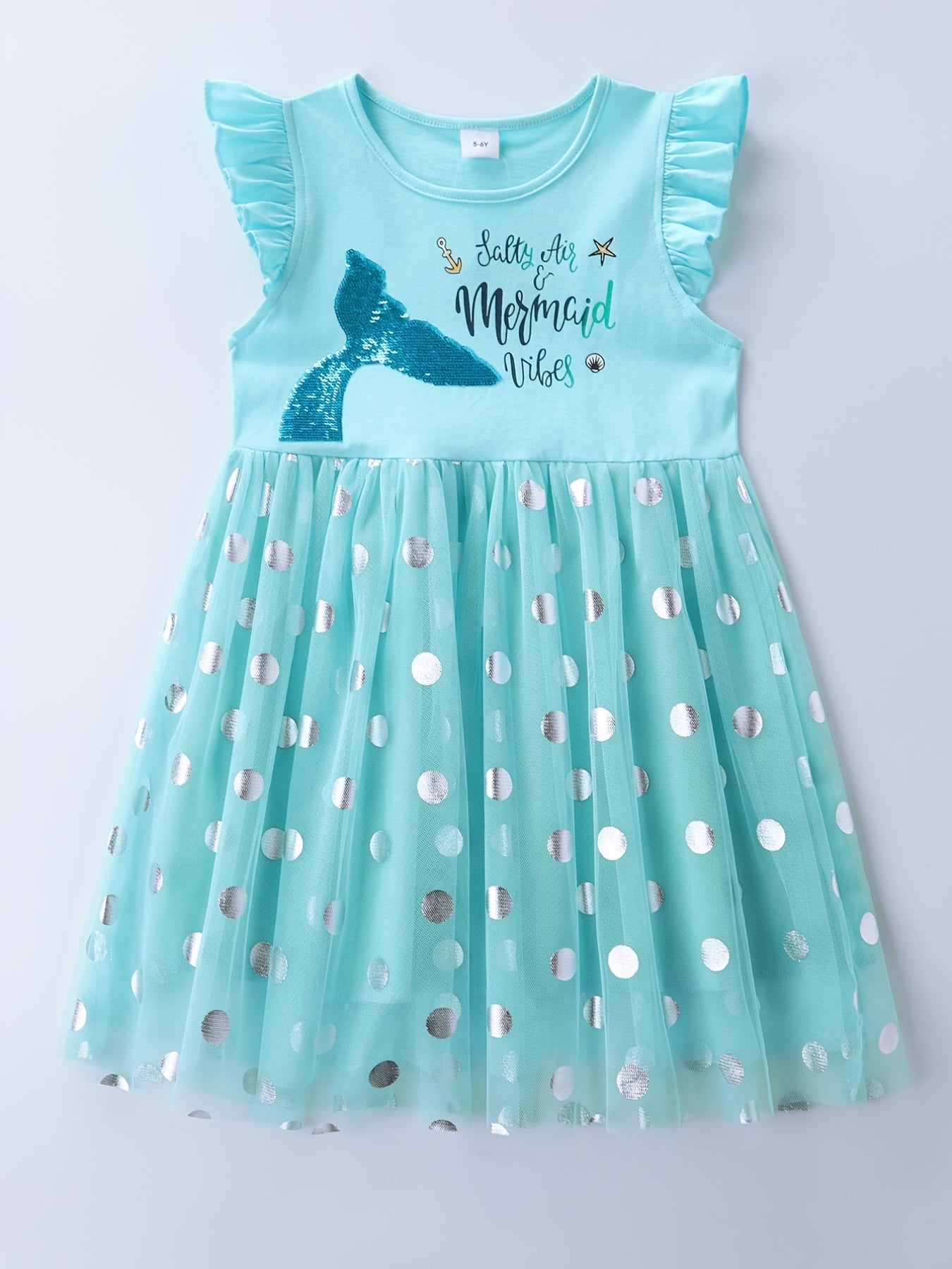 Toddler Girls Mermaid Tail Mesh Dress for Beach Vacation