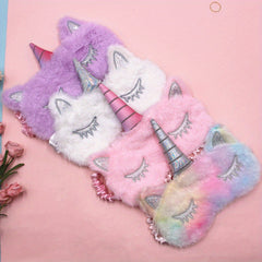 Cartoon Monocerous Horse Eye Mask Plush Blackout Sleep Mask