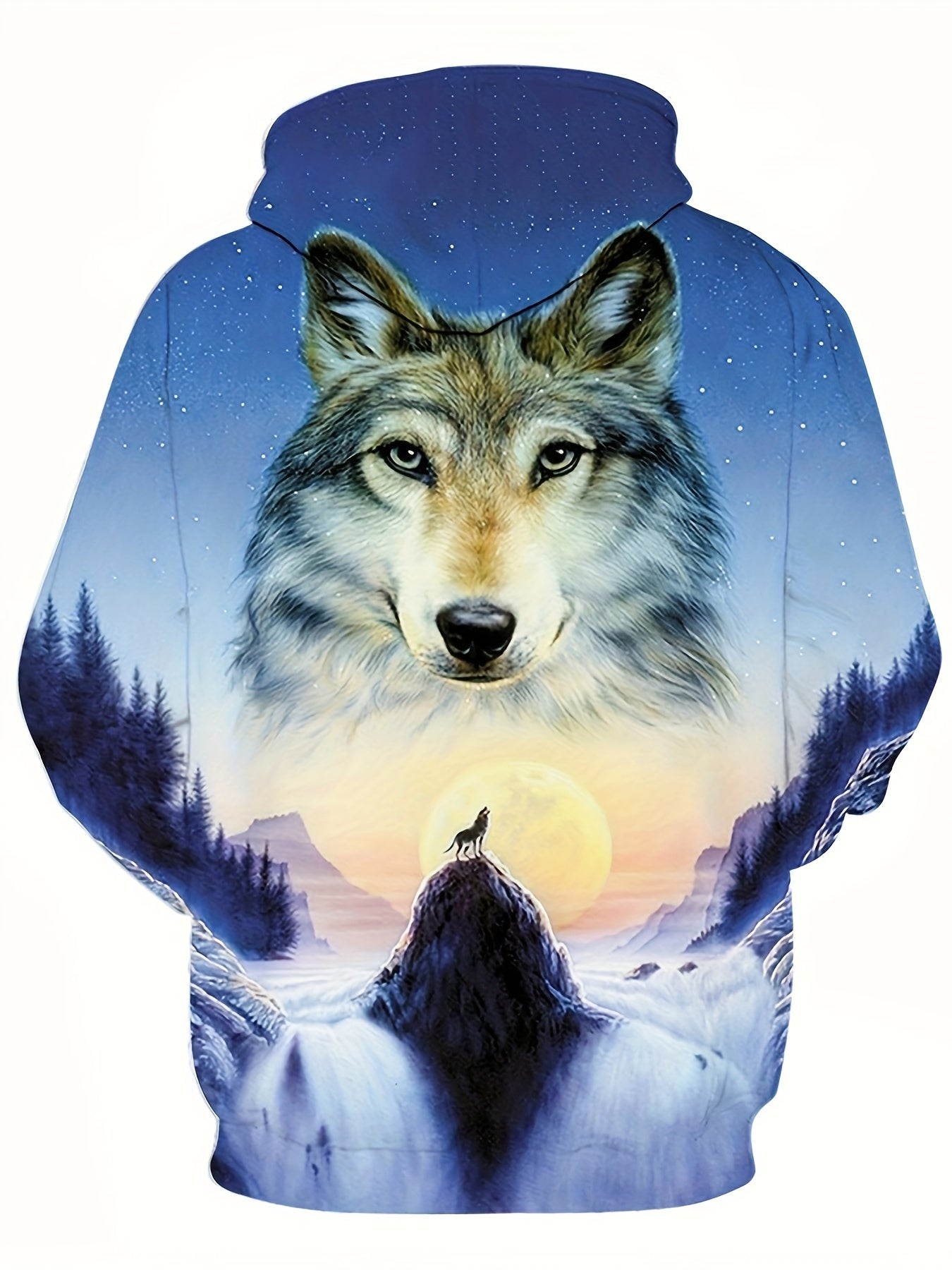Wolf 3D Print Hoodie for Men Graphic Hooded Pullover Mens Clothing