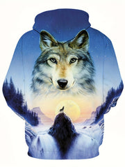 Wolf 3D Print Hoodie for Men Graphic Hooded Pullover Mens Clothing