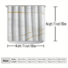 Marbled Shower Curtain Set Bathroom Waterproof Shower Curtain With Plastic Hooks