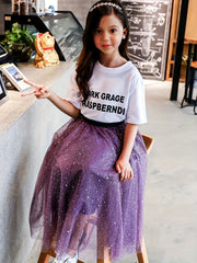 Sequins High Waist Fairy Skirt Tulle Skirt For Casual Outfit