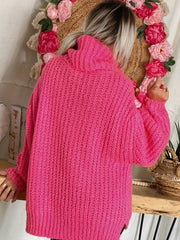 Ribbed Turtle Neck Sweater Loose Fit Pullover Jumper