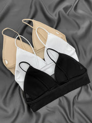 3 Pcs Solid Triangle Bras No Steel Ring Padded