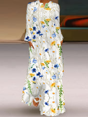 Women's Floral Print Maxi Dress with Pockets