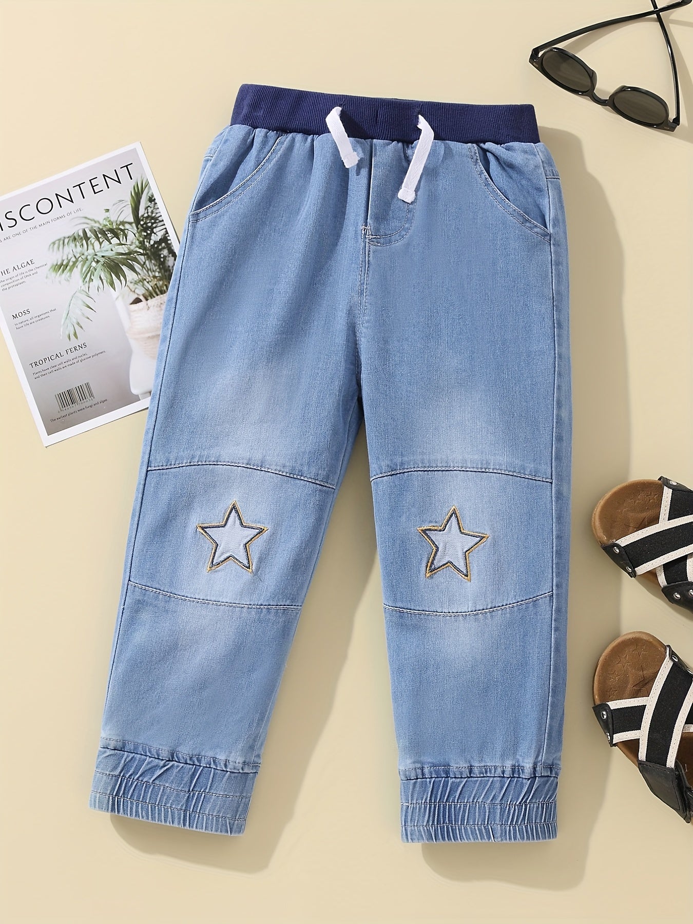 Boys Casual Denim Elastic Waist Jeans for Spring and Autumn