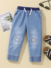 Boys Casual Denim Elastic Waist Jeans for Spring and Autumn