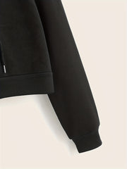 Women's Solid Hooded Sports Sweatshirt Zipper Up Long Sleeve Hoodie