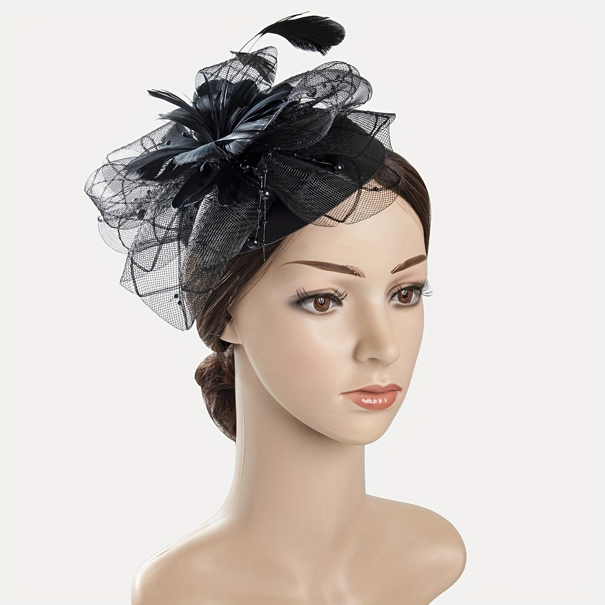 Women Flower Mesh Veil Head Piece Wedding Hat Derbyhat Church Hat