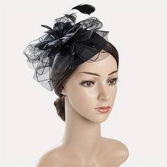 Women Flower Mesh Veil Head Piece Wedding Hat Derbyhat Church Hat