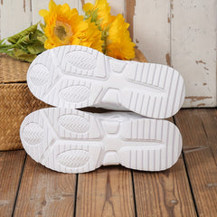 Solid Chunky Sneakers Heighten Lightweight Flying Woven Shoes