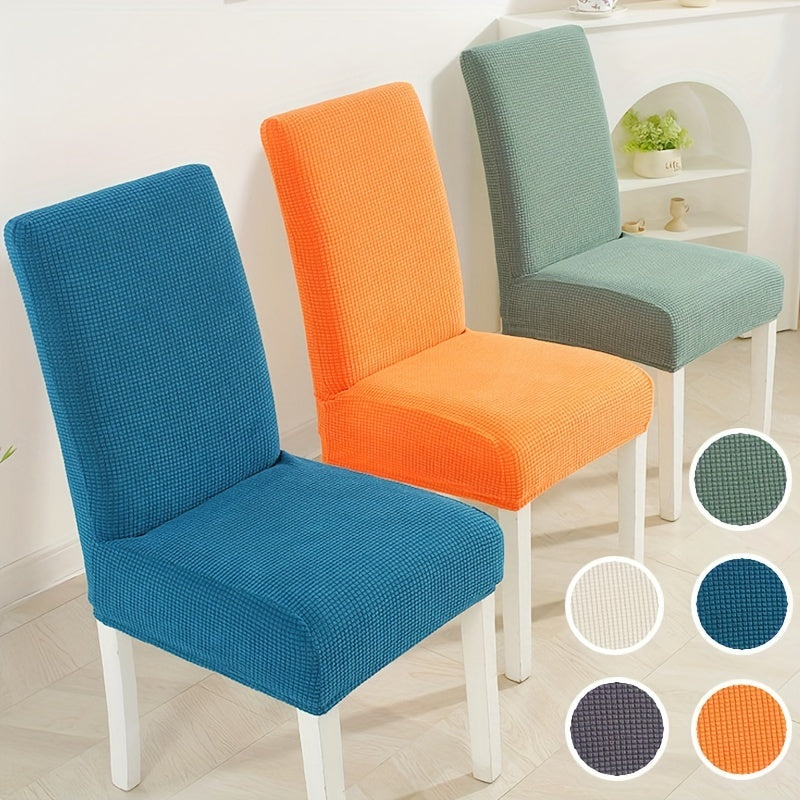 Stretch Chair Cover with Elastic Band Solid Jacquard Grid Pattern