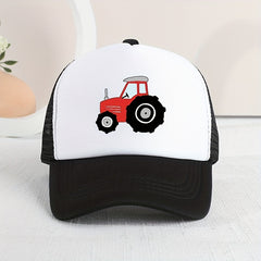 Cartoon Tractor Mesh Cap Sun Protection for Kids