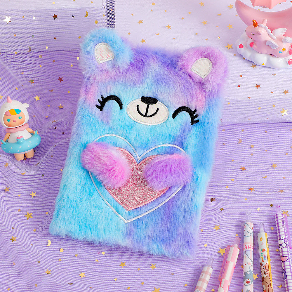 Cute Tie Dye Bear Plush Notebook A5 160 Pages