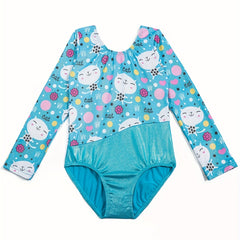 Girl's Cartoon Cat Gymnastics Long Sleeve Leotard