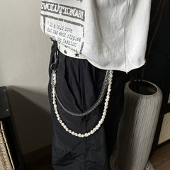 Skull Head Double Layered Pants Chain American High Street Style