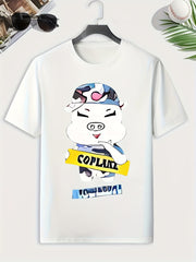 Pig Print Men's Graphic T-shirt for Summer