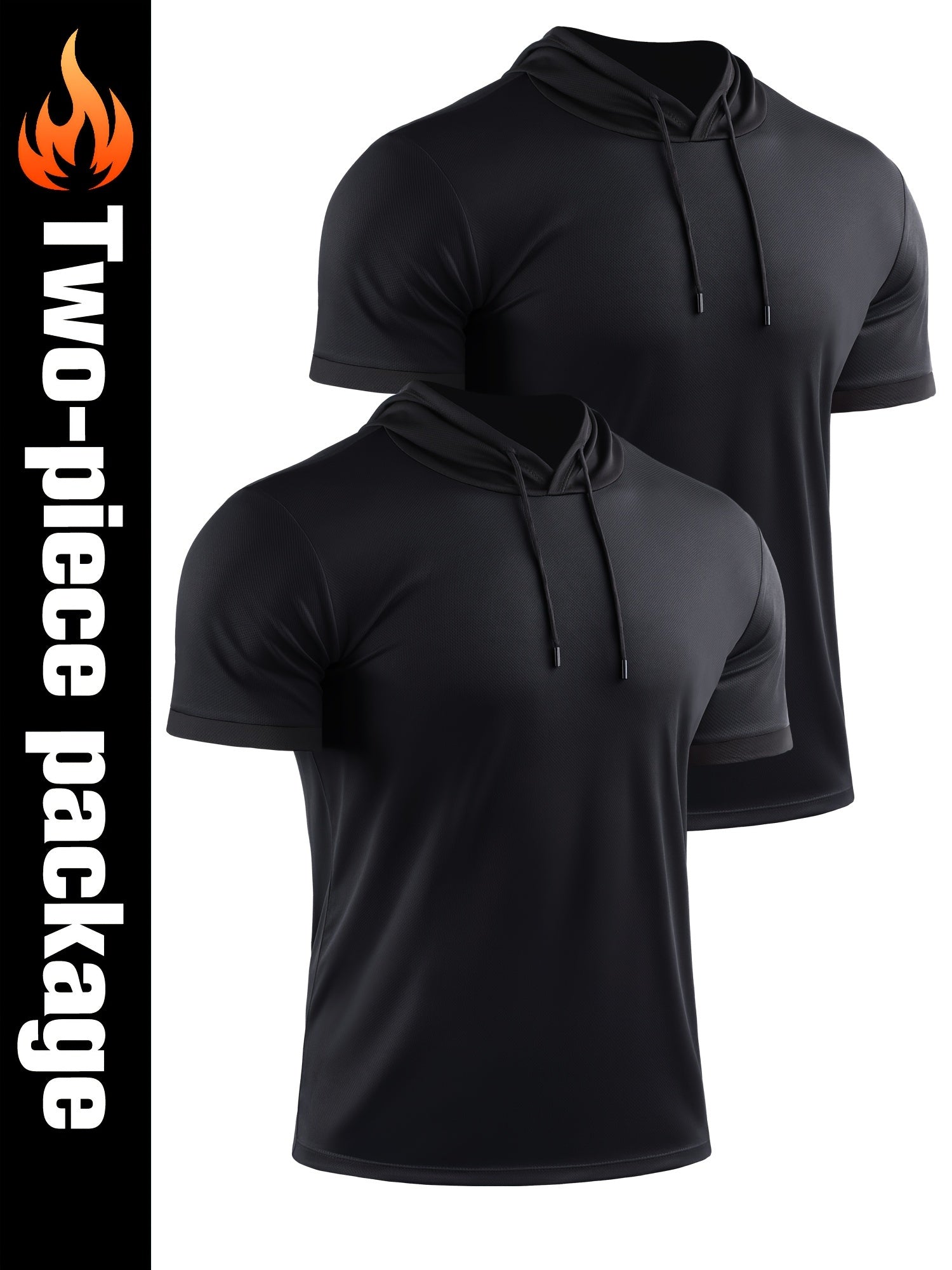 Men Hooded T shirt Active Stretch Moisture Wicking Hooded Top