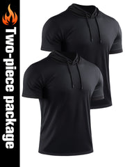 Men Hooded T shirt Active Stretch Moisture Wicking Hooded Top