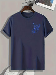 Heart Doodle Print Men's Comfy T shirt Active Slightly Stretch Tee