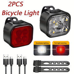 Rechargeable Bike Lights Set Waterproof Front Back Taillight