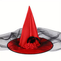 Vintage Mesh Veil Halloween Wizard Hat Party Prom Hat Cosplay Accessories