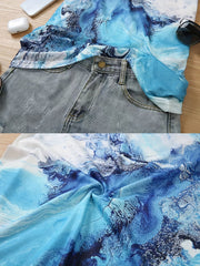 Marble Print Round Neck Casual T-shirt