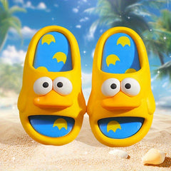 Girls Cartoon Duck Open Toe Slippers Non-Slip Lightweight Indoor Slippers