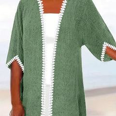 Casual Lace Sleeve Open Front Cardigan
