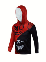 Unisex Kids Novelty Hoodie 3D Red Expression Graphic Pattern Double Layer Hoodie