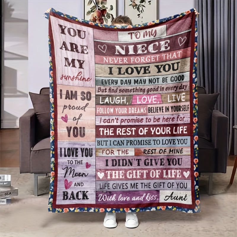 Soft & Warm Envelope Print Blanket for Niece from Aunt - Perfect for Couch Sofa