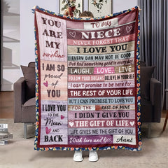 Soft & Warm Envelope Print Blanket for Niece from Aunt - Perfect for Couch Sofa