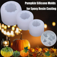 4pcs Pumpkin Candle Holder Silicone Molds Maple Leaf 3D for Resin Casting