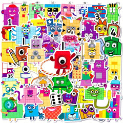 50pcs Children's Number Building Block Stickers Educational Toy Cartoon Stickers