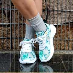 Floral Pattern Anti Slip Flat Sneakers Lightweight Outdoor Work Shoes