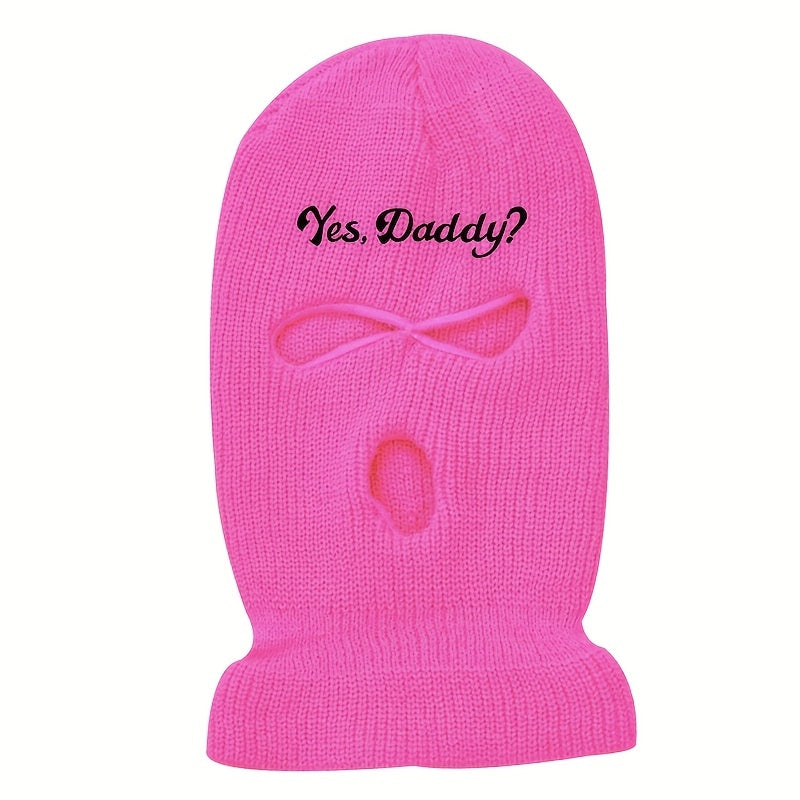 Winter Warm Knit Ski Mask Embroidery Windproof Balaclava Neck Gaiter